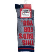 Wholesale - 1pr BUDWEISER GRAY/NAVY MEN CREW SOCKS SIZE 10-13 C/P 60, UPC: 194382039212